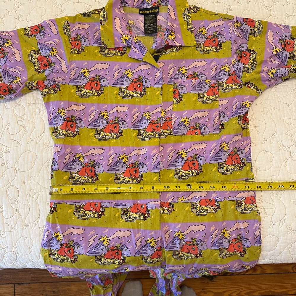 Nooworks Jammin Coveralls Large Picnic Strawberry Print Whimsical Jumpsuit - Picture 2 of 4